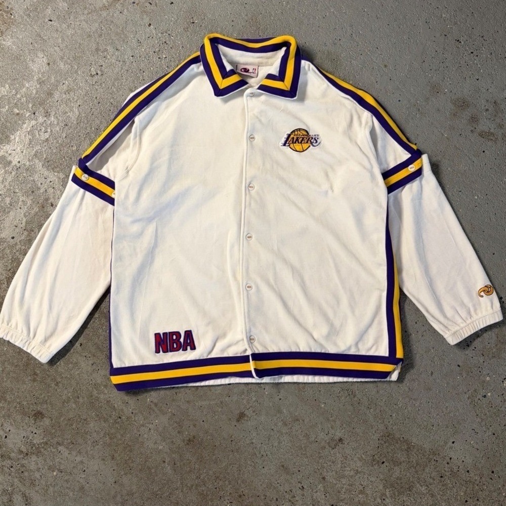 Vintage Unique Sports Generation NBA Los Angeles Lakers Warm Up Jacket Cream L